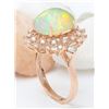 Image 4 : 4.50 CTW Natural Opal 18K Solid Rose Gold Diamond Ring