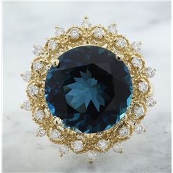 10.00 CTW Topaz 18K Yellow Gold Diamond Ring