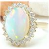 Image 2 : 5.55 CTW Natural Opal 14K Solid Yellow Gold Diamond Ring