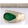 Image 2 : 4.18 CTW Natural Emerald And Diamond Ring In 14k Yellow Gold
