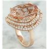 Image 4 : 14.58 CTW Morganite 14K Rose Gold Diamond Ring
