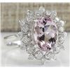 Image 2 : 3.68 CTW Natural Morganite And Diamond Ring In 18K White Gold