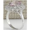 Image 3 : 3.68 CTW Natural Morganite And Diamond Ring In 18K White Gold