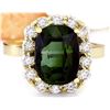 Image 1 : 9.00 CTW Natural Tourmaline 14K Solid Yellow Gold Diamond Ring