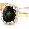 Image 2 : 9.00 CTW Natural Tourmaline 14K Solid Yellow Gold Diamond Ring