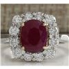 Image 1 : 3.47 CTW Natural Ruby And Diamond Ring 14K Solid White Gold