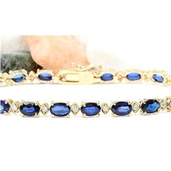 13.40 CTW Natural Sapphire 18K Solid Yellow Gold Diamond Bracelet