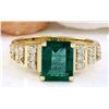 Image 1 : 2.55 CTW Natural Emerald 14K Solid Yellow Gold Diamond Ring