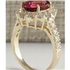 Image 3 : 4.07 CTW Natural Pink Tourmaline And Diamond Ring 18K Solid Yellow Gold