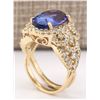 Image 3 : 7.55 CTW Natural Tanzanite And Diamond Ring In 14k Yellow Gold