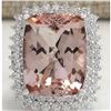 Image 1 : 22.24 CTW Natural Peach Morganite And Diamond Ring In 18K Solid White Gold