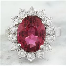 7.07 CTW Tourmaline 18K White Gold Diamond ring