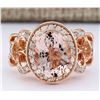 Image 1 : 4.50 CTW Natural Morganite And Diamond Ring In 14k Rose Gold