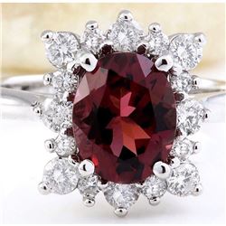 2.72 CTW Natural Tourmaline 18K Solid White Gold Diamond Ring