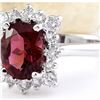 Image 2 : 2.72 CTW Natural Tourmaline 18K Solid White Gold Diamond Ring
