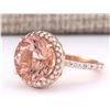 Image 2 : 6.80 CTW Natural Morganite And Diamond Ring In 18K Rose Gold