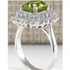 Image 3 : 3.55 CTW Natural Peridot And Diamond Ring 14K Solid White Gold