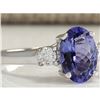 Image 2 : 2.81 CTW Natural Tanzanite And Diamond Ring 14K Solid White Gold
