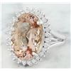 Image 2 : 14.20 CTW Morganite 18K White Gold Diamond Ring