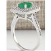 Image 3 : 1.70 CTW Natural Colombian Emerald And Diamond Ring In 18K White Gold