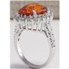 Image 3 : 11.09 CTW Natural Mandarin Garnet And Diamond Ring In18K White Gold