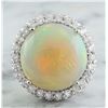 Image 1 : 15.40 CTW Opal 14K White Gold Diamond Ring
