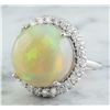 Image 2 : 15.40 CTW Opal 14K White Gold Diamond Ring