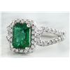 Image 2 : 2.10 CTW Emerald 18K White Gold Diamond Ring