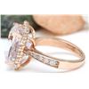 Image 3 : 11.87 CTW Natural Kunzite 14K Solid Rose Gold Diamond Ring