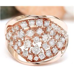 1.40 CTW Natural Diamond 18K Solid Rose Gold Ring
