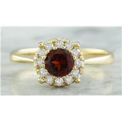 0.72 CTW Garnet 18K Yellow Gold Diamond Ring