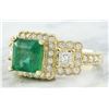 Image 2 : 3.97 CTW Emerald 14K Yellow Gold Diamond Ring
