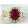 Image 1 : 3.04 CTW Ruby 18K Yellow Gold Diamond Ring