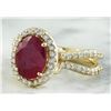 Image 2 : 3.04 CTW Ruby 18K Yellow Gold Diamond Ring