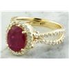 Image 4 : 3.04 CTW Ruby 18K Yellow Gold Diamond Ring