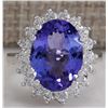 Image 1 : 6.80CTW Natural Blue Tanzanite And Diamond Ring 14K Solid White Gold