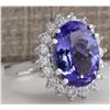 Image 2 : 6.80CTW Natural Blue Tanzanite And Diamond Ring 14K Solid White Gold
