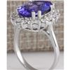 Image 3 : 6.80CTW Natural Blue Tanzanite And Diamond Ring 14K Solid White Gold