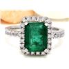 Image 1 : 3.61 CTW Natural Emerald 14K Solid White Gold Diamond Ring