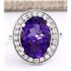 Image 1 : 6.81 CTW Natural Amethyst And Diamond Ring In 14k White Gold