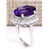 Image 3 : 6.81 CTW Natural Amethyst And Diamond Ring In 14k White Gold