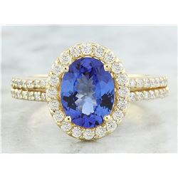 2.34 CTW Tanzanite 14K Yellow Gold Diamond Ring