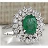 Image 2 : 2.81 CTW Natural Emerald Diamond Ring 18K Solid White Gold