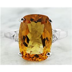 6.26 CTW Citrine 14K White Gold Diamond Ring