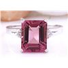 Image 1 : 3.89 CTW Natural Tourmaline 18K Solid White Gold Diamond Ring