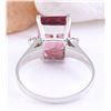 Image 3 : 3.89 CTW Natural Tourmaline 18K Solid White Gold Diamond Ring