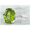 Image 2 : 3.41 CTW Peridot 14K White Gold Diamond Ring