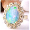 Image 1 : 7.68 CTW Natural Opal 18K Solid Yellow Gold Diamond Ring