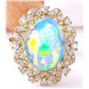 Image 2 : 7.68 CTW Natural Opal 18K Solid Yellow Gold Diamond Ring