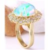 Image 4 : 7.68 CTW Natural Opal 18K Solid Yellow Gold Diamond Ring